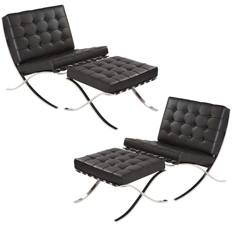 Ludwig Mies van der Rohe  pair Barcelona Chairs / stools