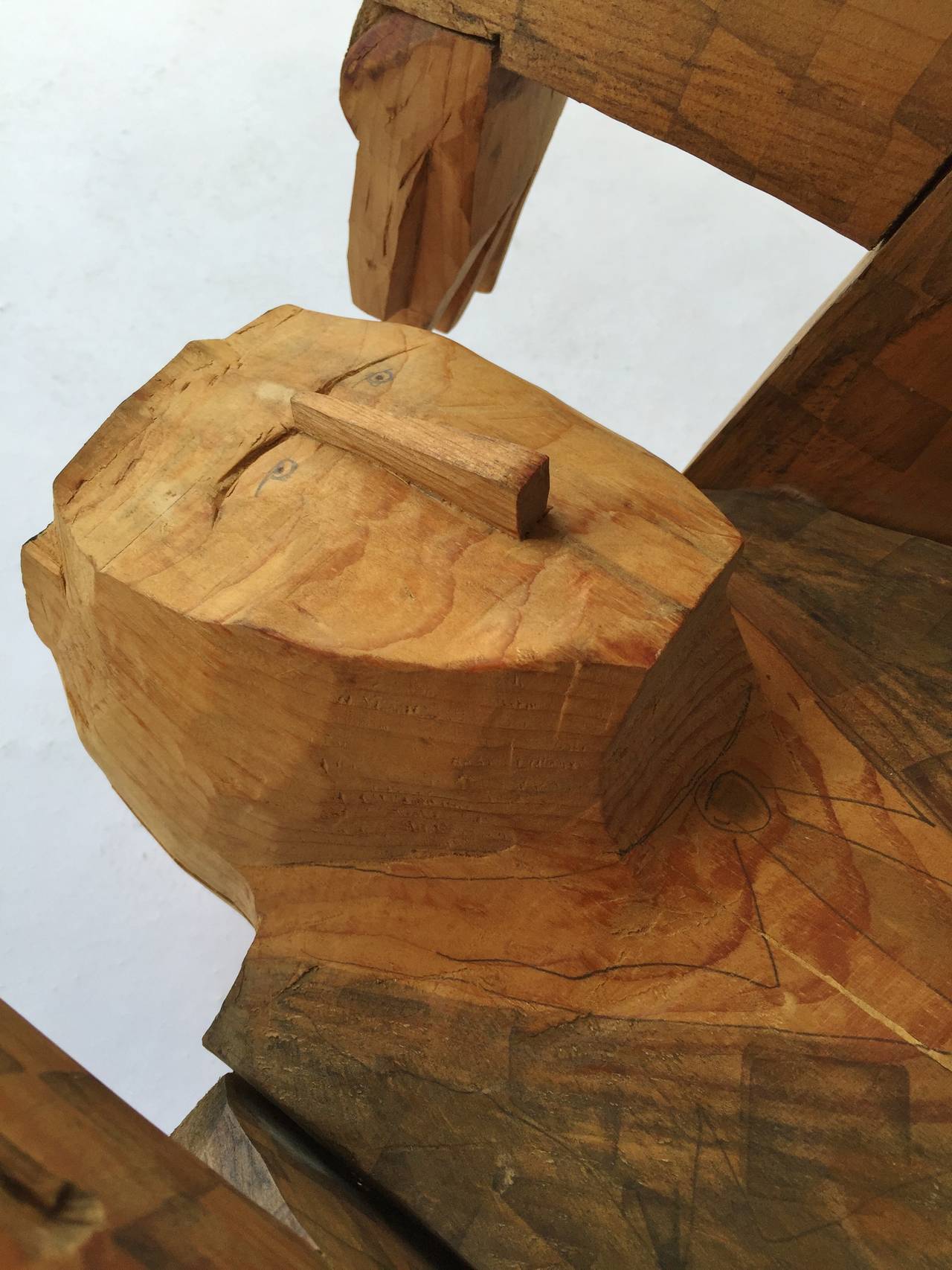 Late 20th Century Carved Wood Sculpture by Louise Kruger