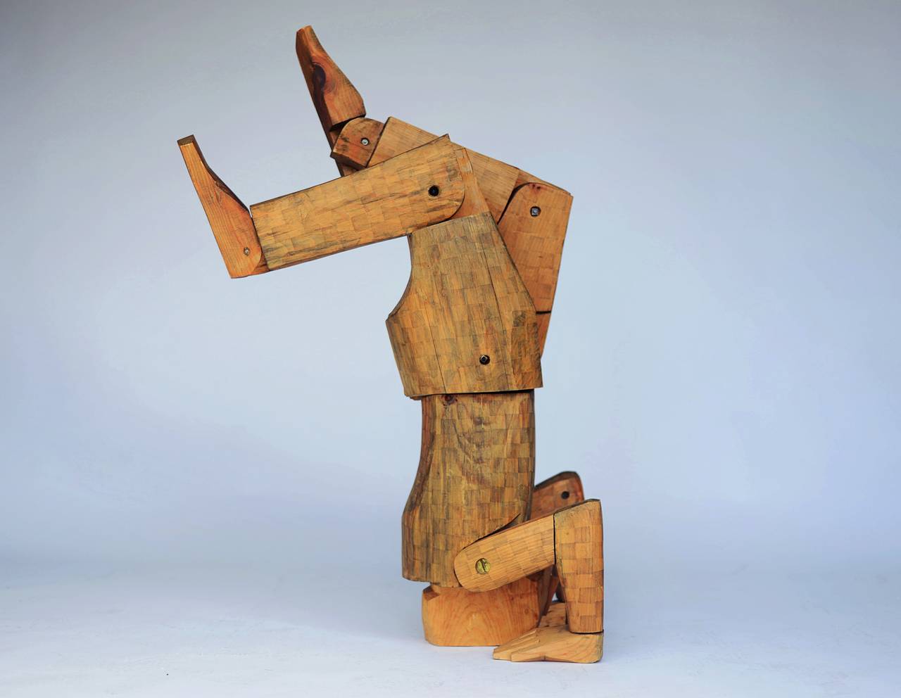 Mid-Century Modern Carved Wood Sculpture by Louise Kruger