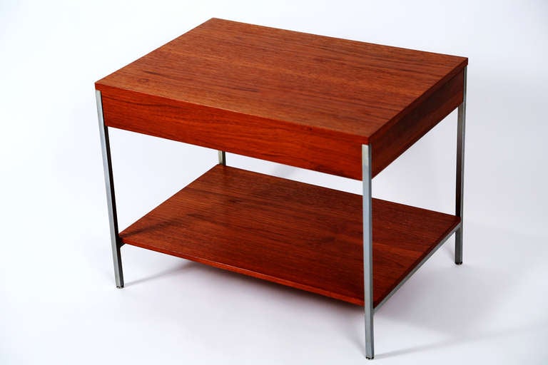 George Nelson
table,
Herman Miller,
USA, circa 1956.
Walnut, steel.
Measure: 24 W x 17 D x 18.5 H inches.