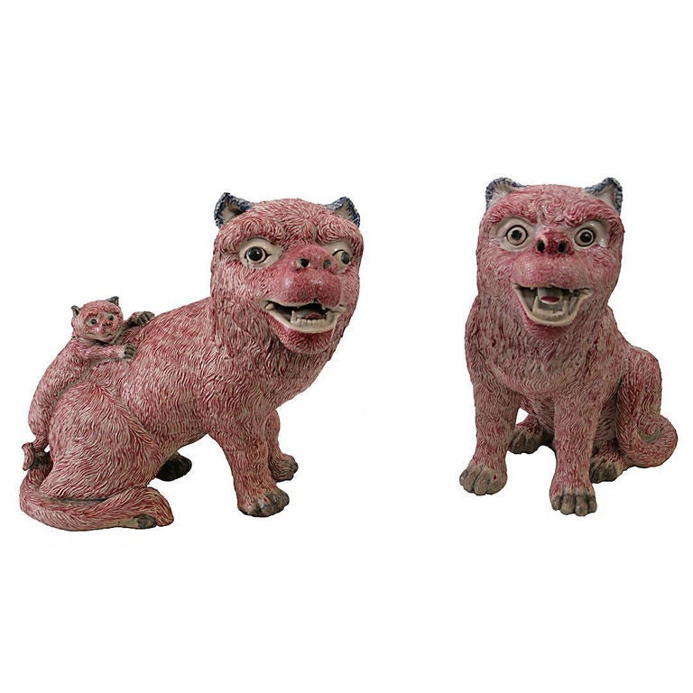 A pair of Chinese seated dogs.