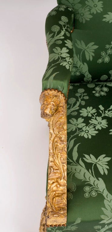 English A superb George II carved giltwood Gainsborough chair For Sale