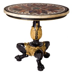 A Superb Ormolu And Cast Iron Center Table With Specimen Marble.