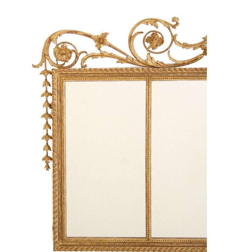 A George III Giltwood Overmantle Mirror in the Adam Taste In Excellent Condition For Sale In New York, NY