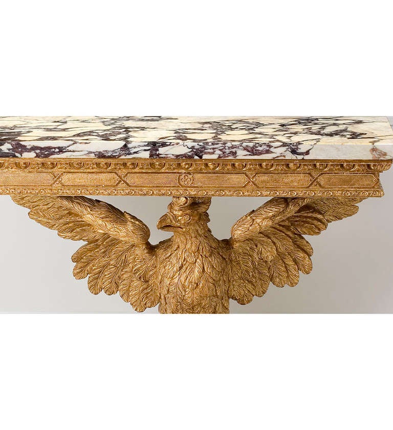 18th Century and Earlier A George II giltwood marble-topped console table. For Sale
