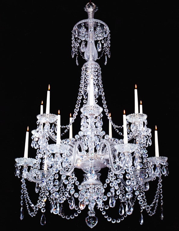 Fine Pair of 14-light Cut-Glass Chandeliers by Perry & Co.
