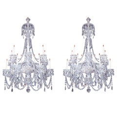 Fine Pair of 14-light Cut-Glass Chandeliers by Perry & Co.