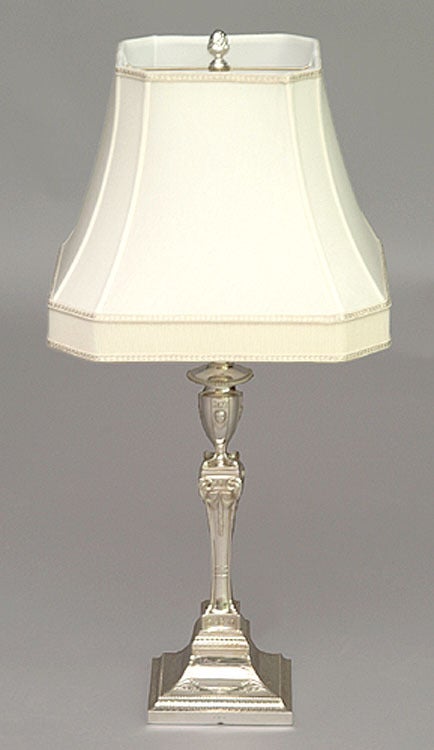 Silverplate Candlestick Lamp.