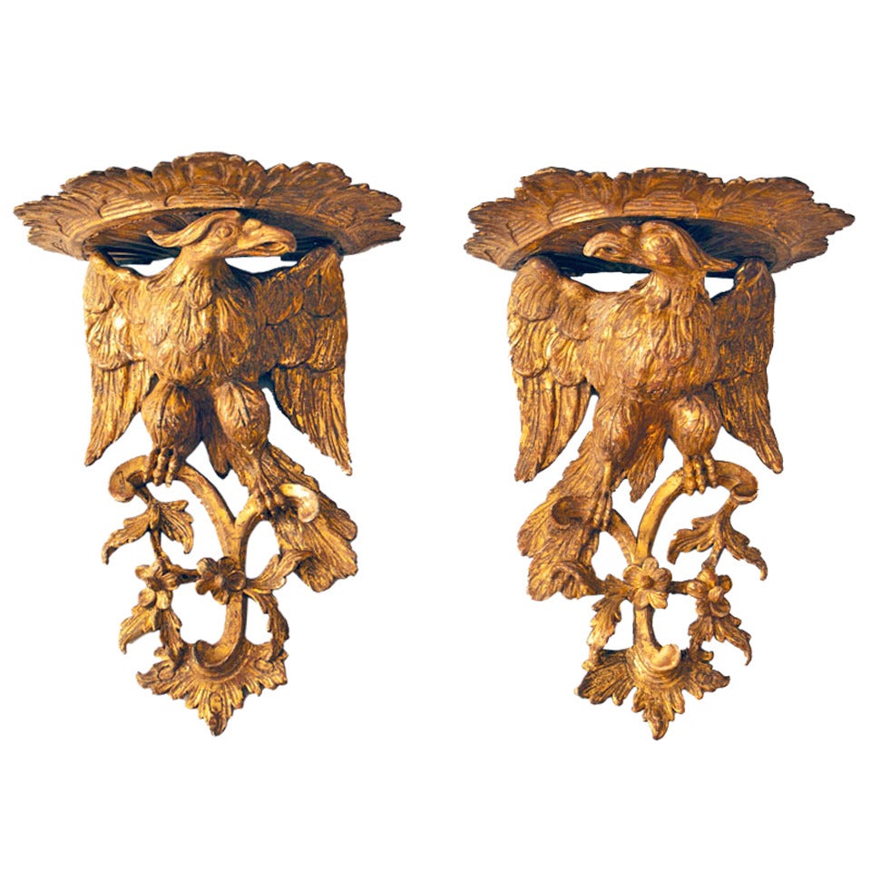 Pair of Georgian Eagle Wall Brackets For Sale