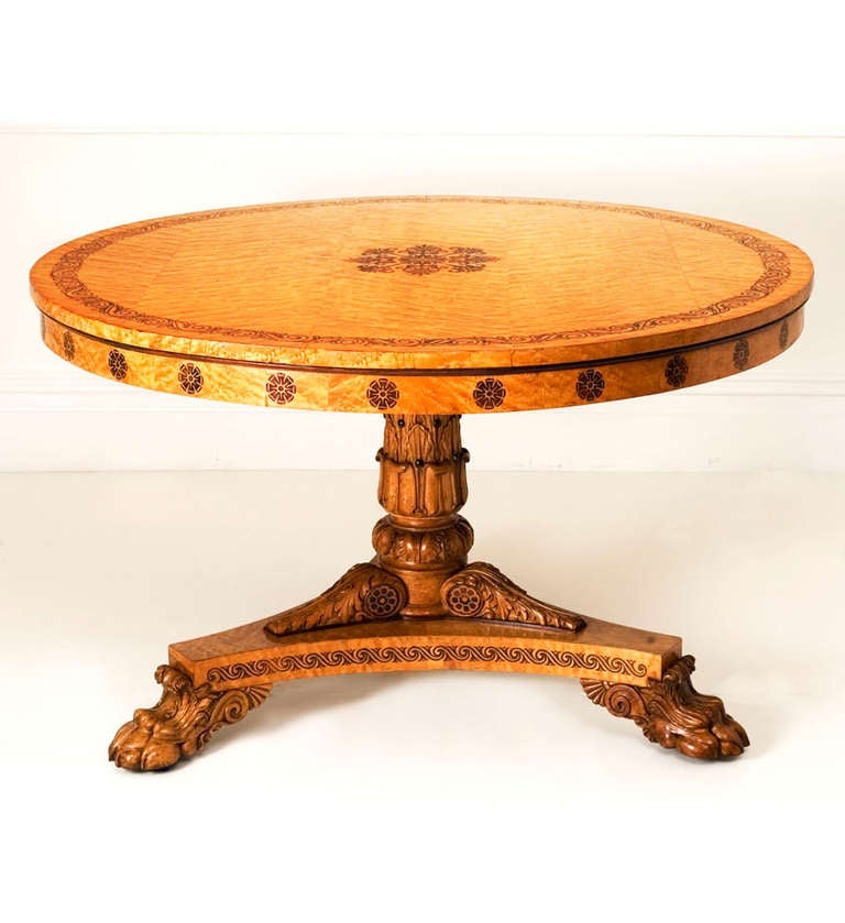 Regency Bird's Eye Maple And Marquetry Center Table