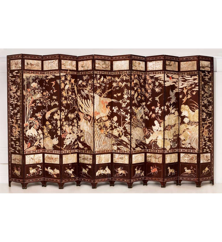 19th Century Chinese Coromandel 12-Panel Screen For Sale