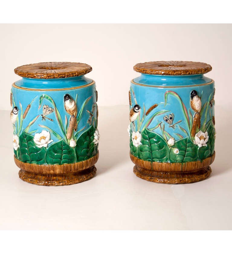Pair of George Jones Majolica Garden Seats