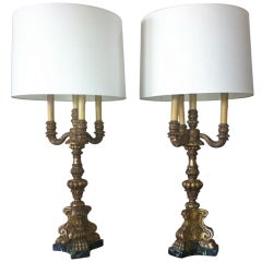 Pair of Italian Carved Lamps