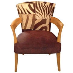 Vintage 1940's Zebra Hide Armchair