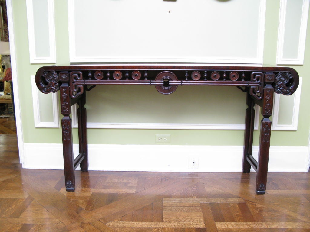 Beautiful Chinese Rosewood Alter Table with hand carved details.