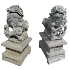 Monumental Granite Buddhist Imperial Guardian Lions