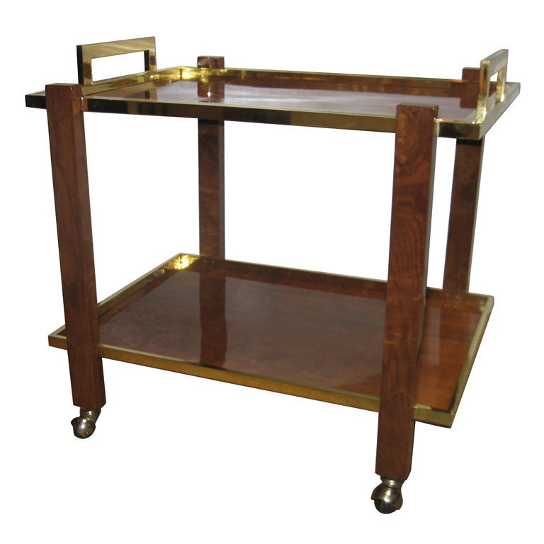 Designer Burl Wood Bar Cart