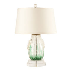 1930's Green and White Murano Glass Lamp