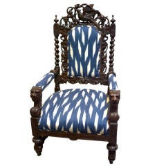 19th C English Baromial Carved Hall Chair