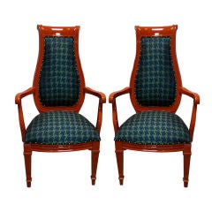 Pair of 60's Armchairs in Cinnabar Red Lacquer