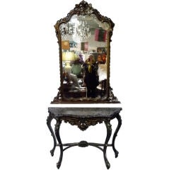 Marble Top Console with Matching Mirror