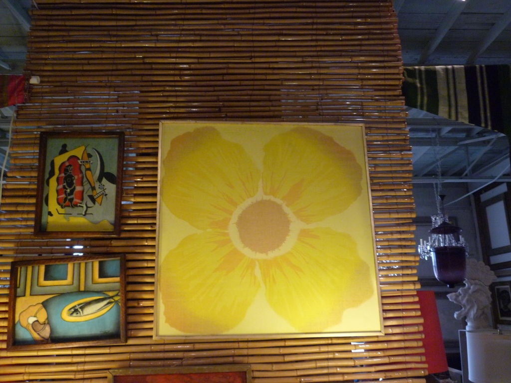 1960's Mod Yellow Flower Screen Print on Linen