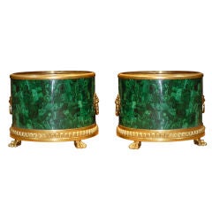 Pair of Malachite Cache Pots 5