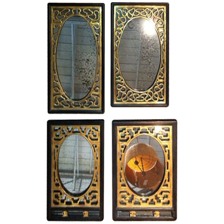 Set of Four Gilded Chinese Mirrors