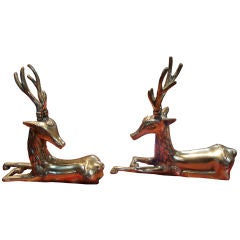 Pair of Brass Deer