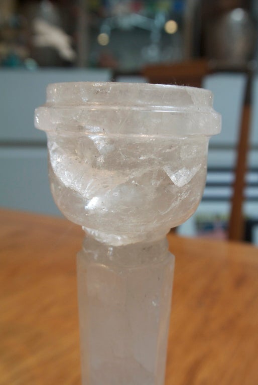 Rock Crystal Candlesticks In Excellent Condition For Sale In Dallas, TX