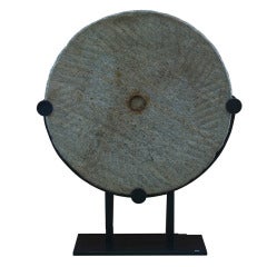 Antique Large, Beautifully Mounted Early Grinding Stone