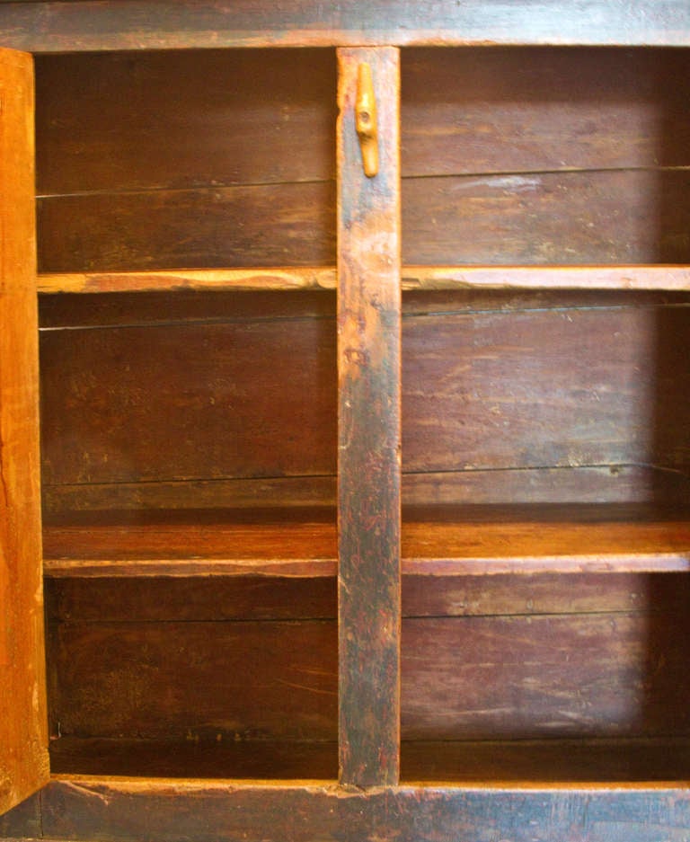 Polychromed 19th Century Quebec Province Two Door Cupboard For Sale