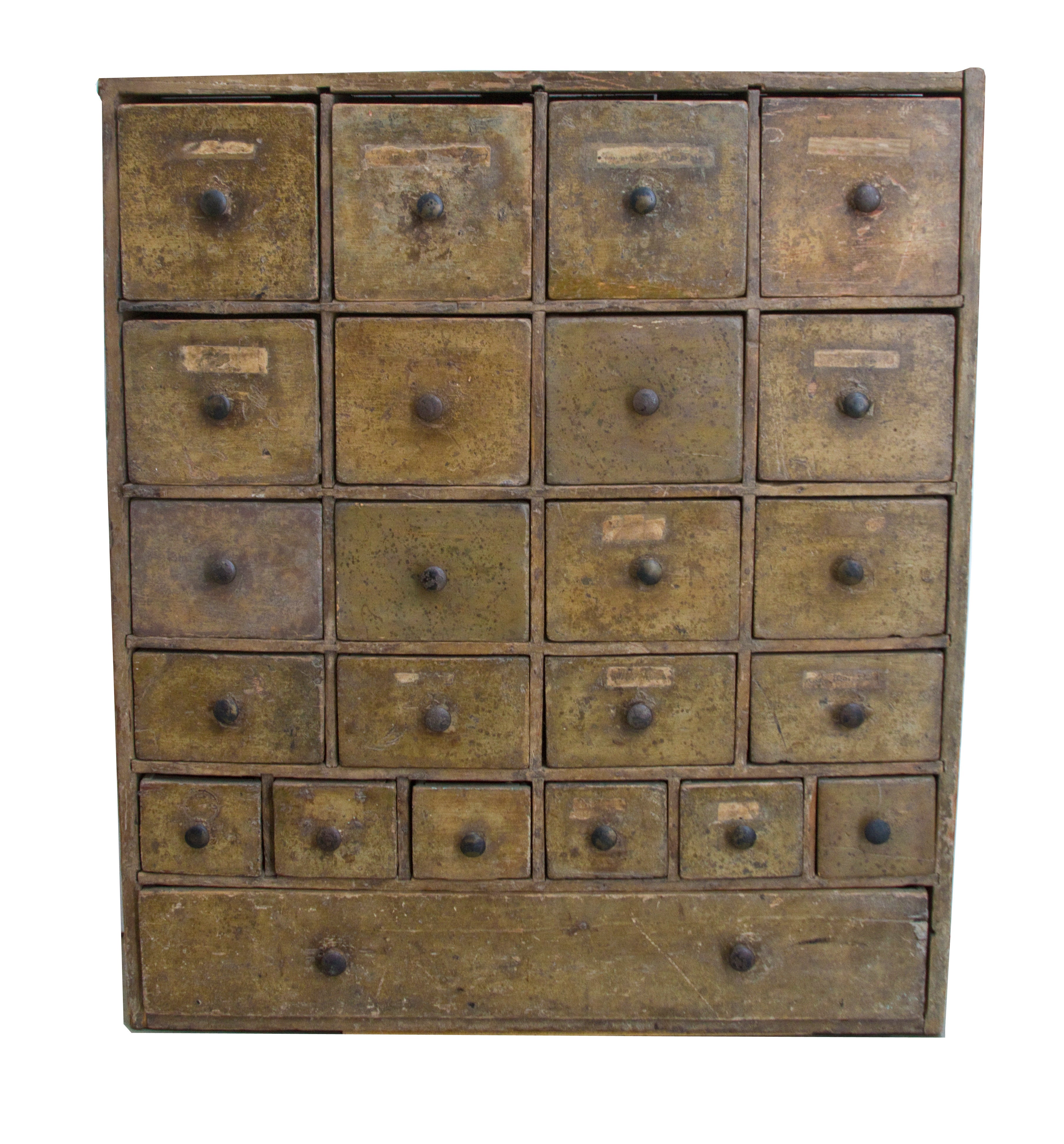 Strong, Graphic 19th Century Apothecary Cabinet For Sale