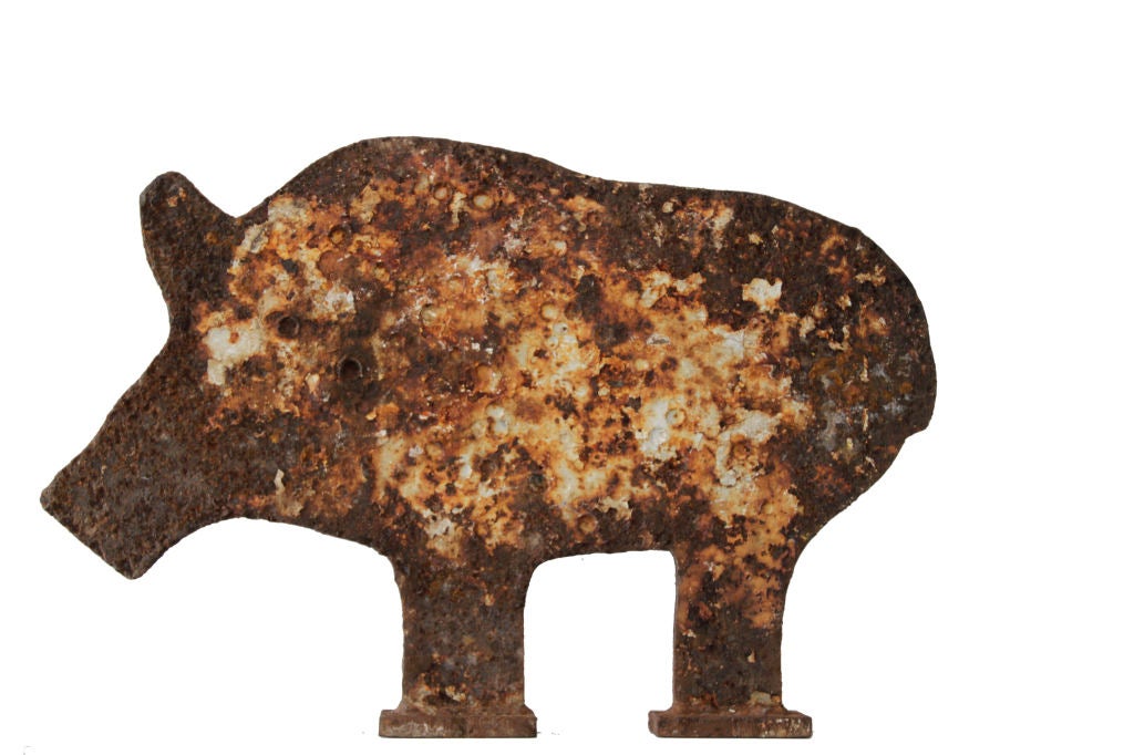 Blacksmith Made Wild Boar or Pig Shooting Target In Good Condition For Sale In Sheffield, MA