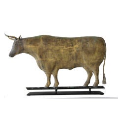 Antique Broomtail Bull Weathervane, Unusual and Rare Form