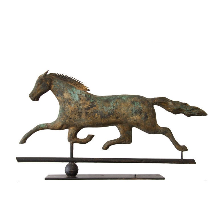 Running Horse Weathervane with Extraordinary Surface For Sale
