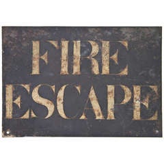 Antique Two-Sided Steel Fire Escape Sign