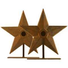 Unusually Massive Cast Iron Roof Stars on Custom Museum Mounts