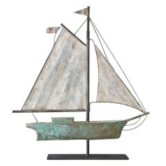 Vintage Diminutive Gaff Rigged Sailboat Weathervane