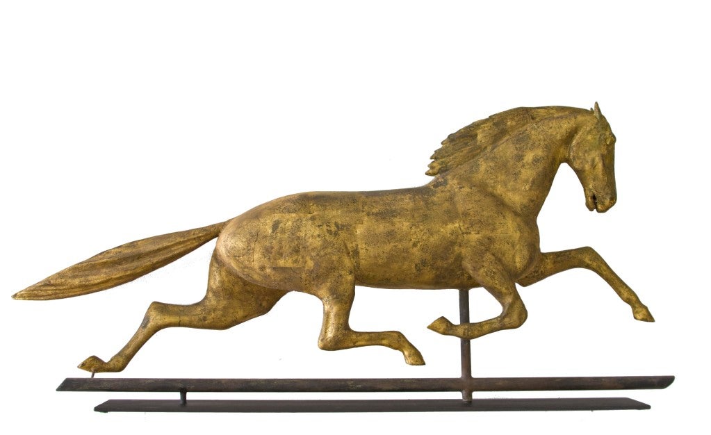 Pulsing, dynamic large running horse weathervane.  Dexter was immortalized in period Currier and Ives lithographs.  Striking detail down to repousse veins on neck and flank.