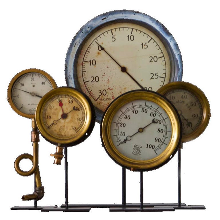 Collection Of Five Early Industrial Pressure Gauges At 1stdibs 