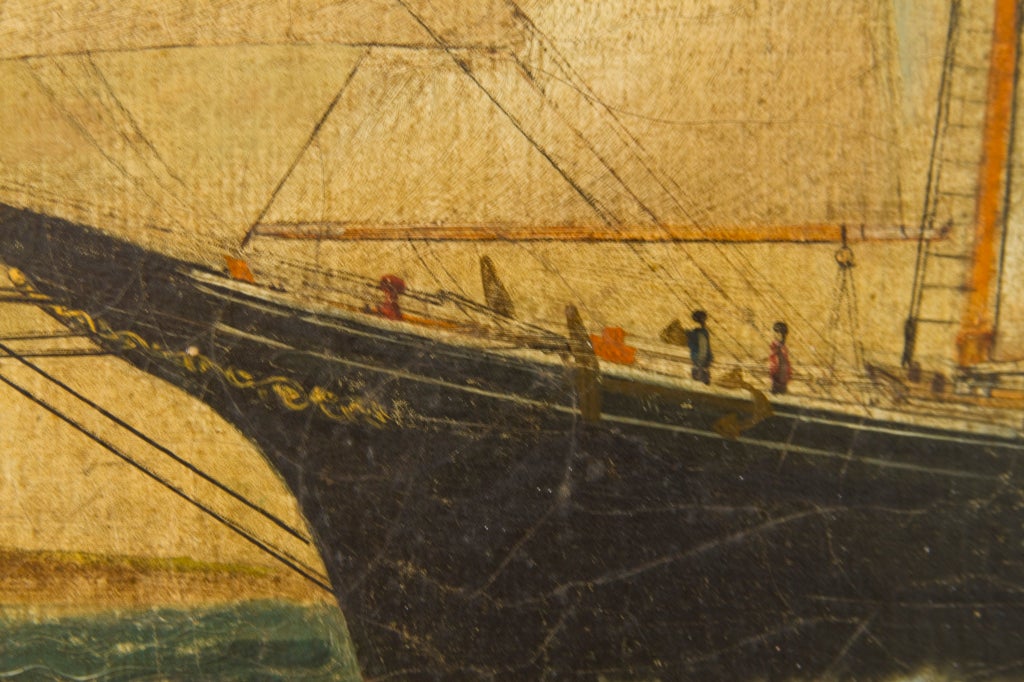 19th Century Ship Painting For Sale