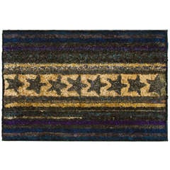 Unusual Silk Hooked Art Panel Antique Unusual Silk Hooked Art Panel