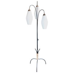 Three tiered glass globe floor lamp