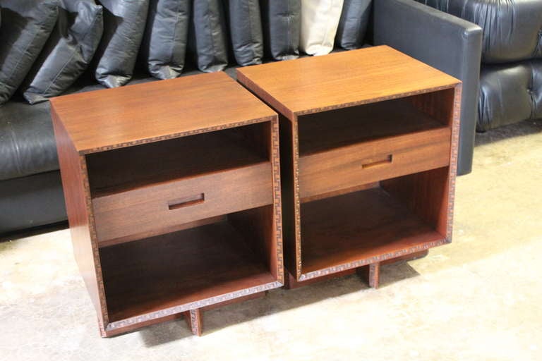 American Pair of Bedside Tables by Frank Lloyd Wright for Henredon