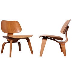 Pair of Early LCW Lounge Chairs by Charles Eames