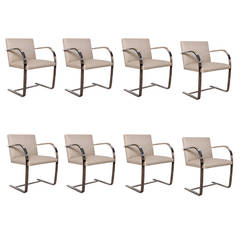 Set of Eight Flat Bar Brno Chairs by Mies van der Rohe for Knoll