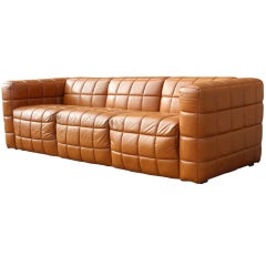 Leather box stitched sofa