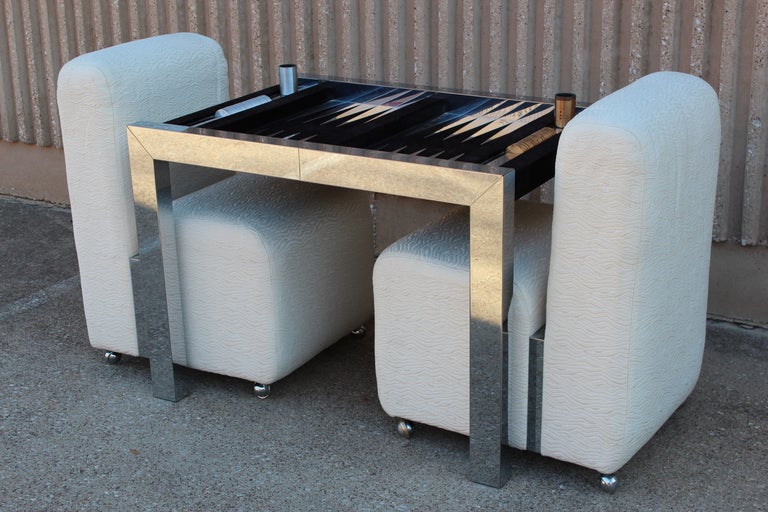 Backgammon Game Table and Chairs by Paul Evans at 1stDibs