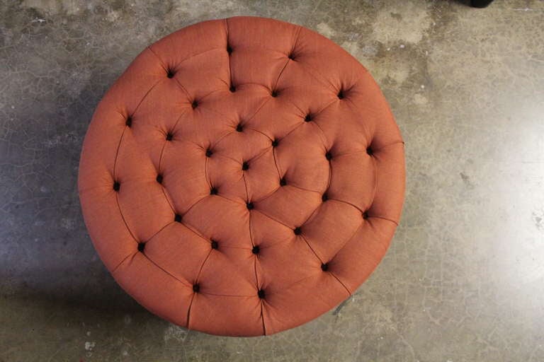 Mid-20th Century Rare Dunbar Tufted Ottoman with Rosewood Fluted Legs